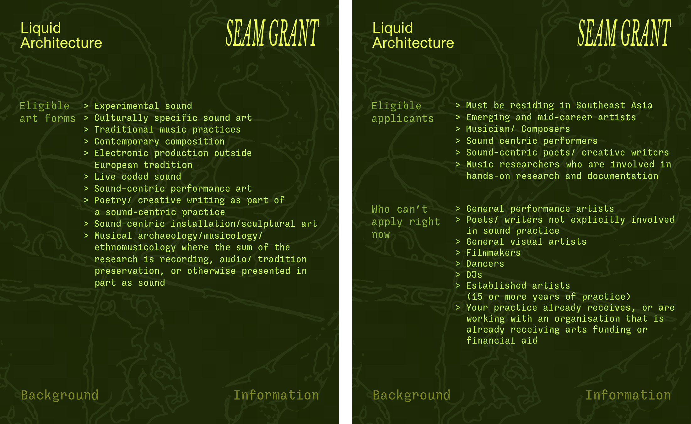 A flyer describing eligible applicants for the grant. 